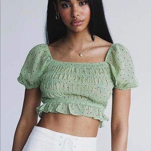Princess Polly - Green Polka Dot Crop